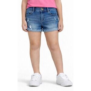 Old Navy Shorts Denim Cuffed  Distressed Adjustable Waist Stretch Girls Size 14